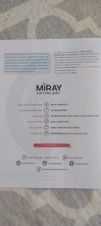  Miray Yayınları 11.Sınıf Kimya Soru Bankası 