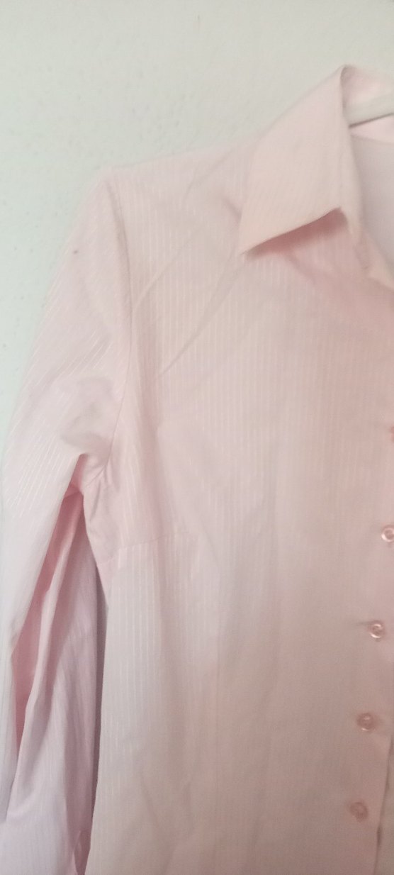 Düğmeli Pembe Keten Uzun Kollu Gömlek - Görsel 3