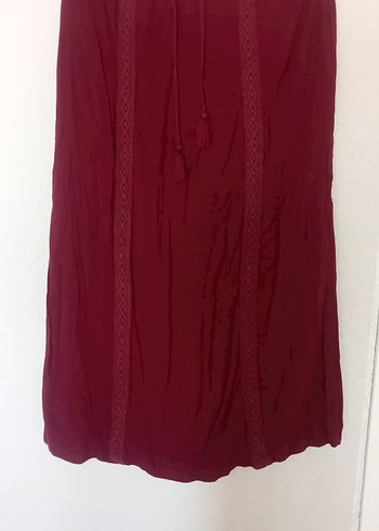 Bordo Bohem Uzun Kadın Etek - Görsel 2