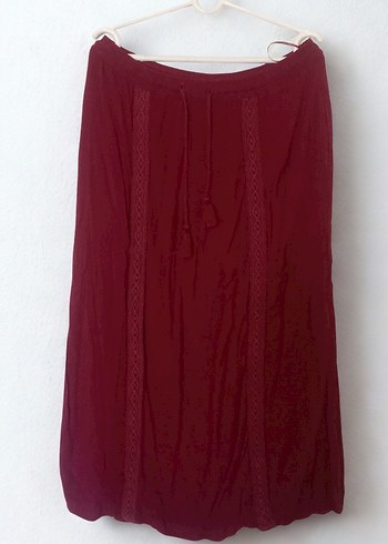 Bordo Bohem Uzun Kadın Etek - Görsel 3