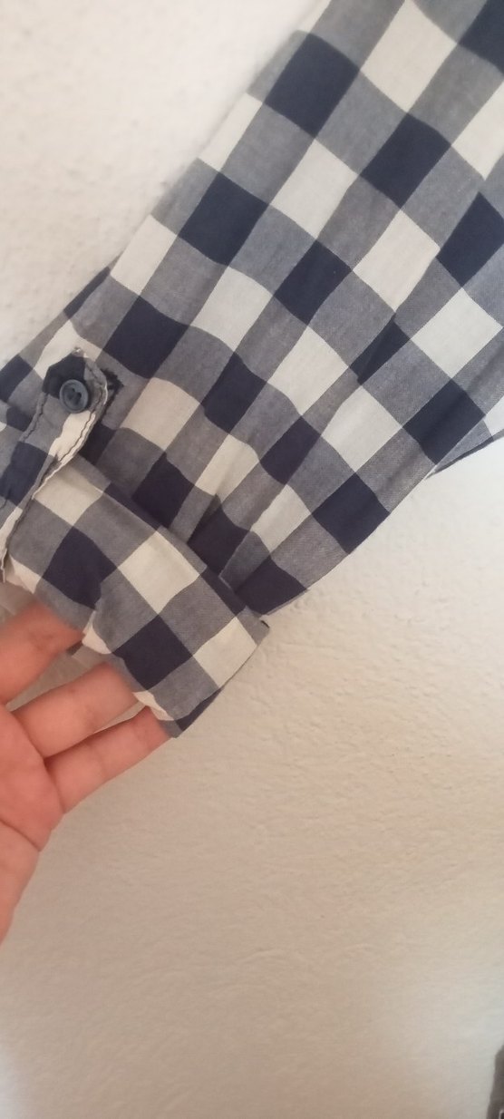 Gri Ekose Desenli Uzun Kollu Kadın Gömlek - Görsel 3