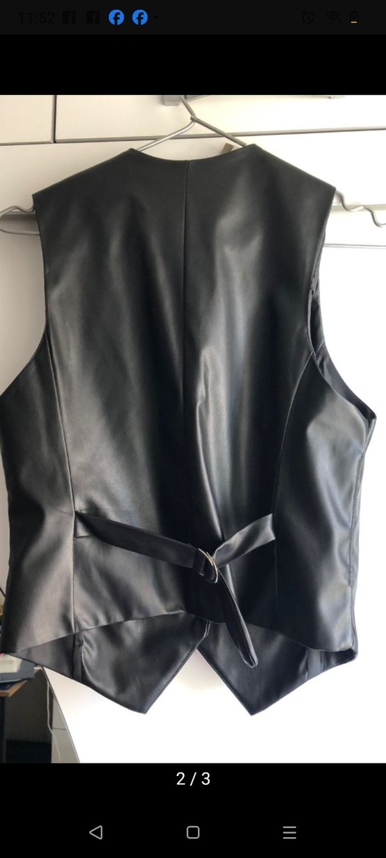 Düğmeli Siyah Yılan Derisi Desenli Deri Yelek - Görsel 2