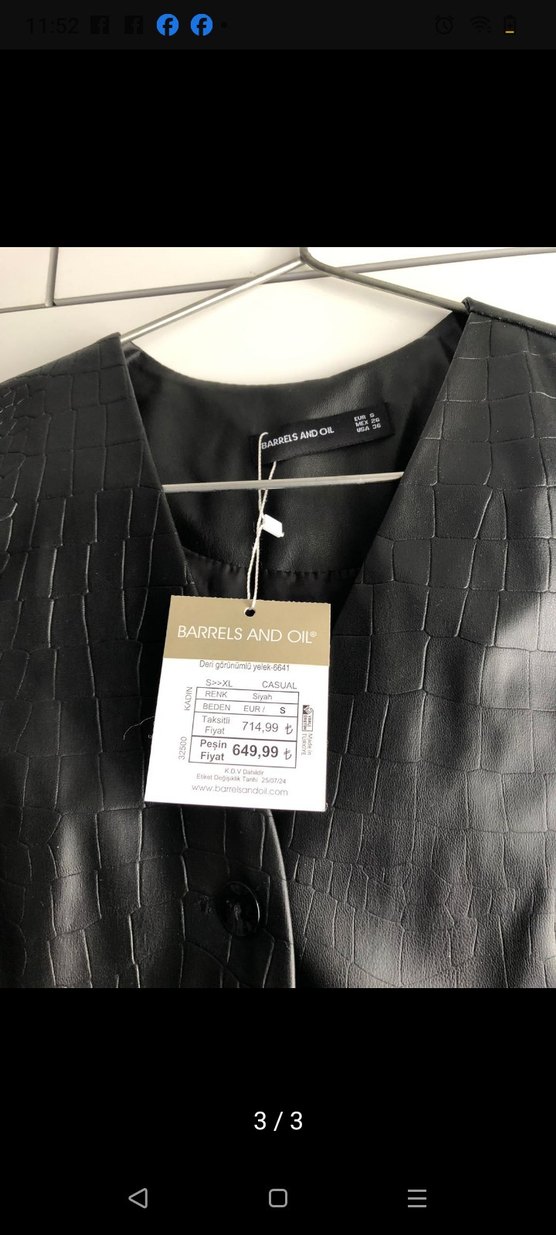 Düğmeli Siyah Yılan Derisi Desenli Deri Yelek - Görsel 3