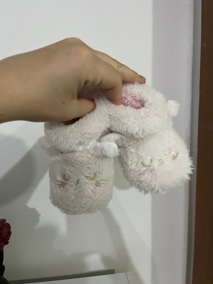 Beyaz Tavşan Figürlü Kız Bebek Panduf - Görsel 4