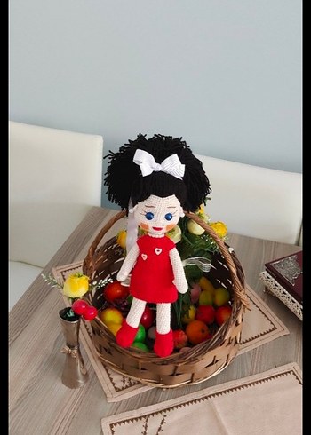  Beden Renk Renkli Kırmızı Elbiseli Bebek Oyuncak
