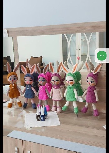 Barbie Renkli Pastel Tavşanlı Örgü Bebekler