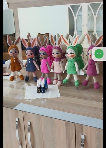 Beden Renkli Pastel Tavşanlı Örgü Bebekler