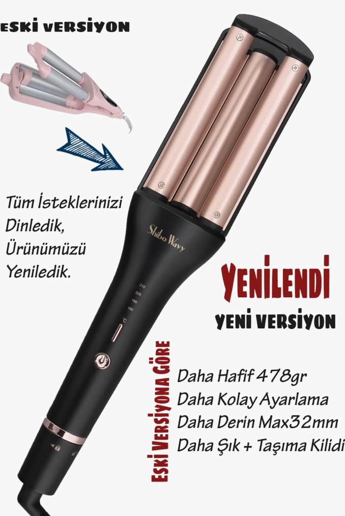 Shibo Wavy Saç Şekillendirici, Seramik Kaplama, wag maşa - Görsel 3