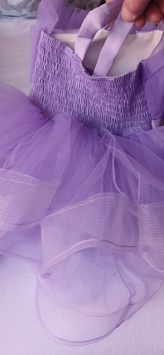 Kız Çocuk Mor Fırfırlı Abiye elbise - Görsel 2