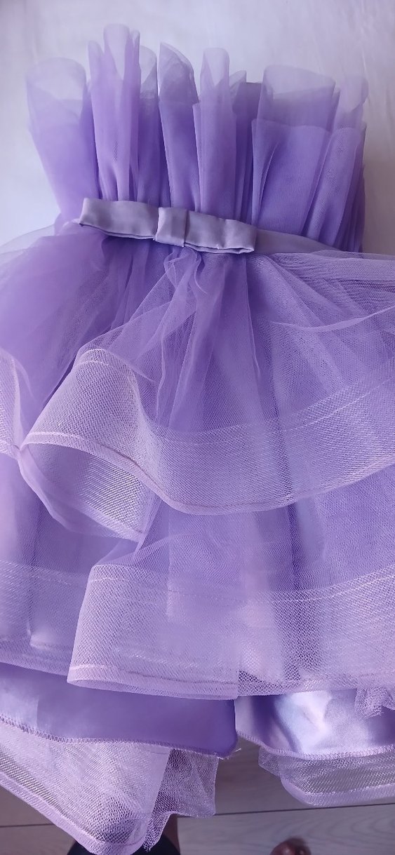 Kız Çocuk Mor Fırfırlı Abiye elbise - Görsel 4