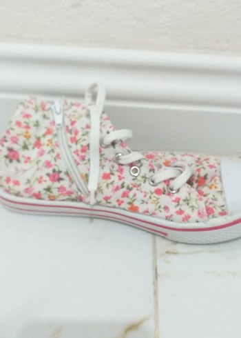 Çiçek Desenli Pembe Kadın Dolgu Topuk Spor Ayakkabı - Görsel 5