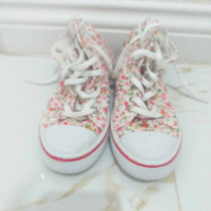 Çiçek Desenli Pembe Kadın Dolgu Topuk Spor Ayakkabı - Görsel 2