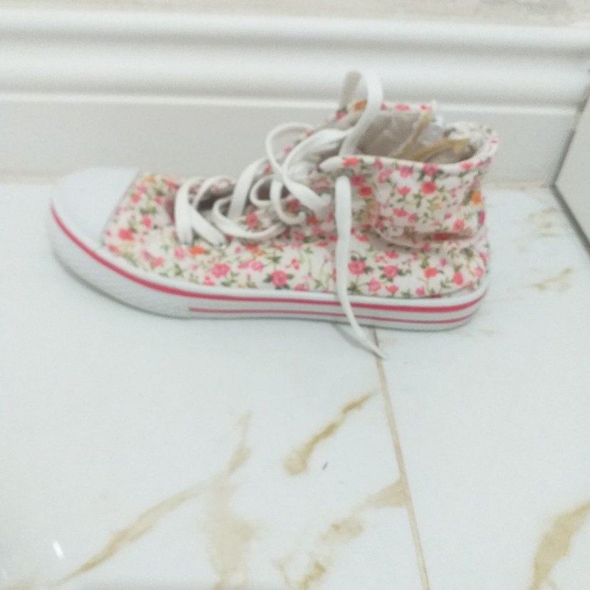 Çiçek Desenli Pembe Kadın Dolgu Topuk Spor Ayakkabı - Görsel 3