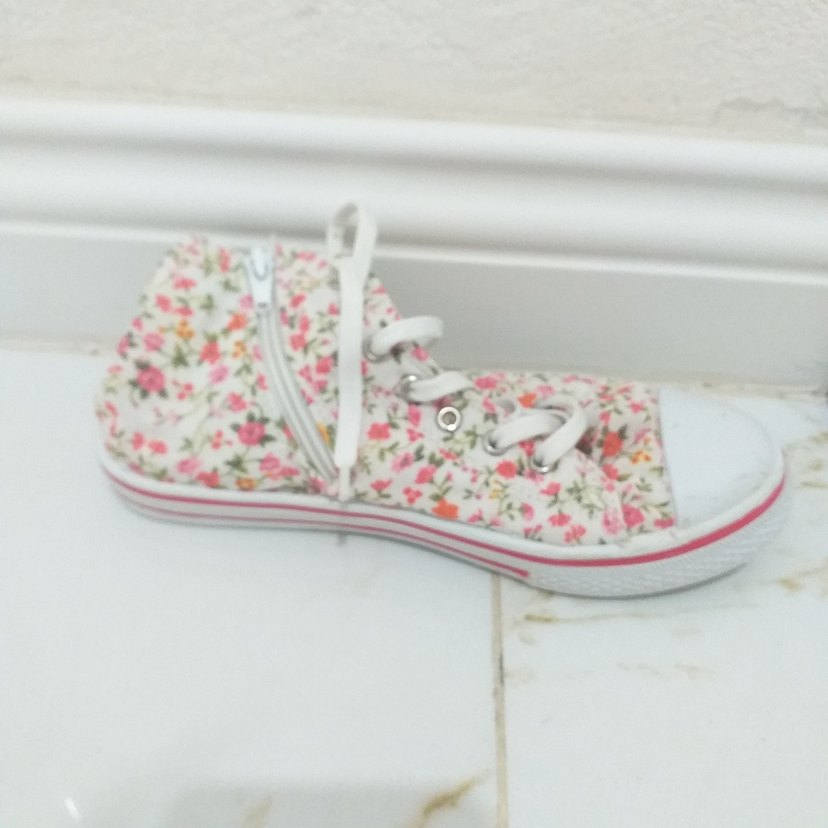 Çiçek Desenli Pembe Kadın Dolgu Topuk Spor Ayakkabı - Görsel 5