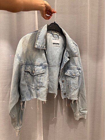 Denim crop ceket