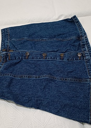 Düğmeli mini kot Etek - Görsel 2