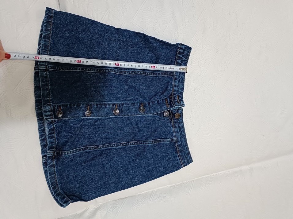 Düğmeli mini kot Etek - Görsel 4