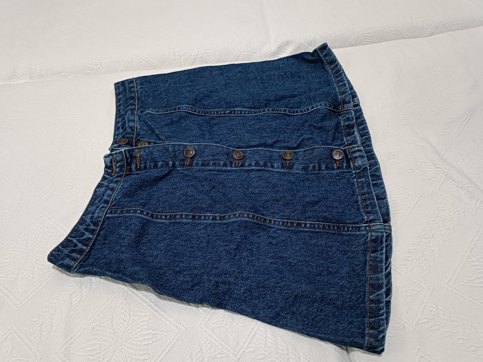 Düğmeli mini kot Etek - Görsel 2