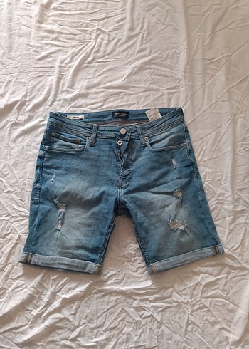 Diğer Mavi Yikamali Rahat Denim Sort