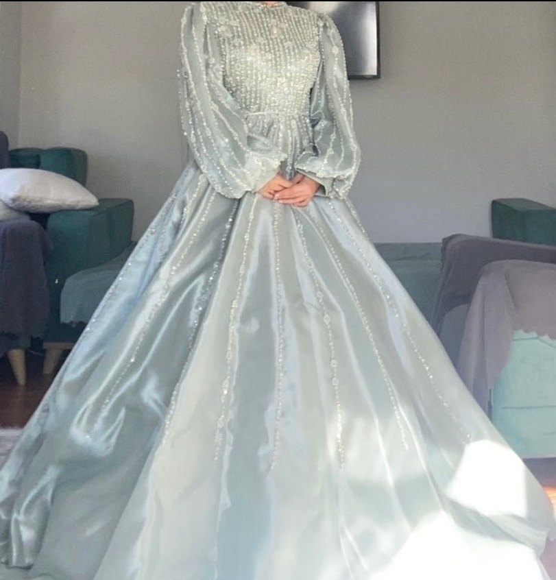 Mint yeşili Nişan Elbisesi berika sultan design - Görsel 2