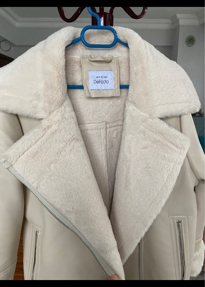 Defacto kürklü deri ceket biker ceket mont XS - Görsel 2