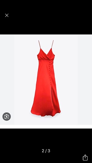 Zara saten kırmızı elbise