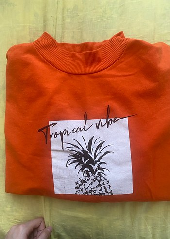 Kırmızı Baskılı Kısa Kollu Kadın Sweatshirt - Görsel 5