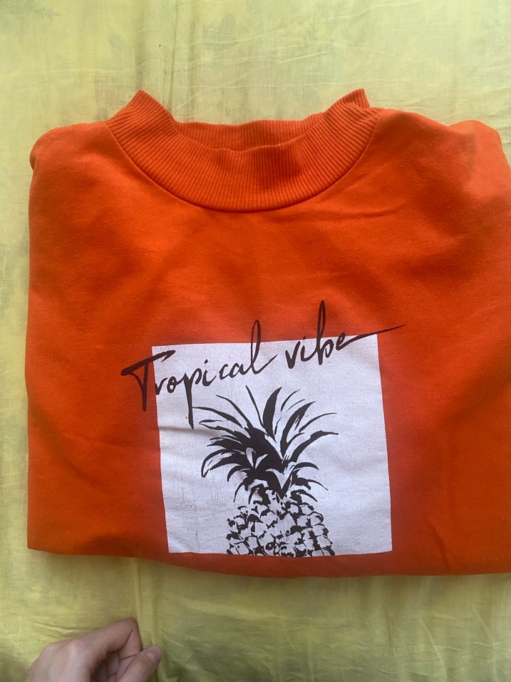 Kırmızı Baskılı Kısa Kollu Kadın Sweatshirt - Görsel 5