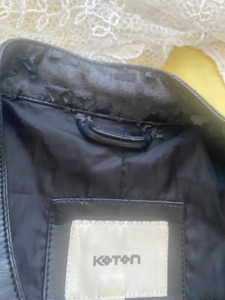 Kadın Siyah Deri Biker Ceket - Görsel 4