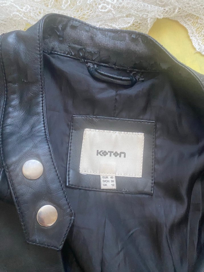 Kadın Siyah Deri Biker Ceket - Görsel 3