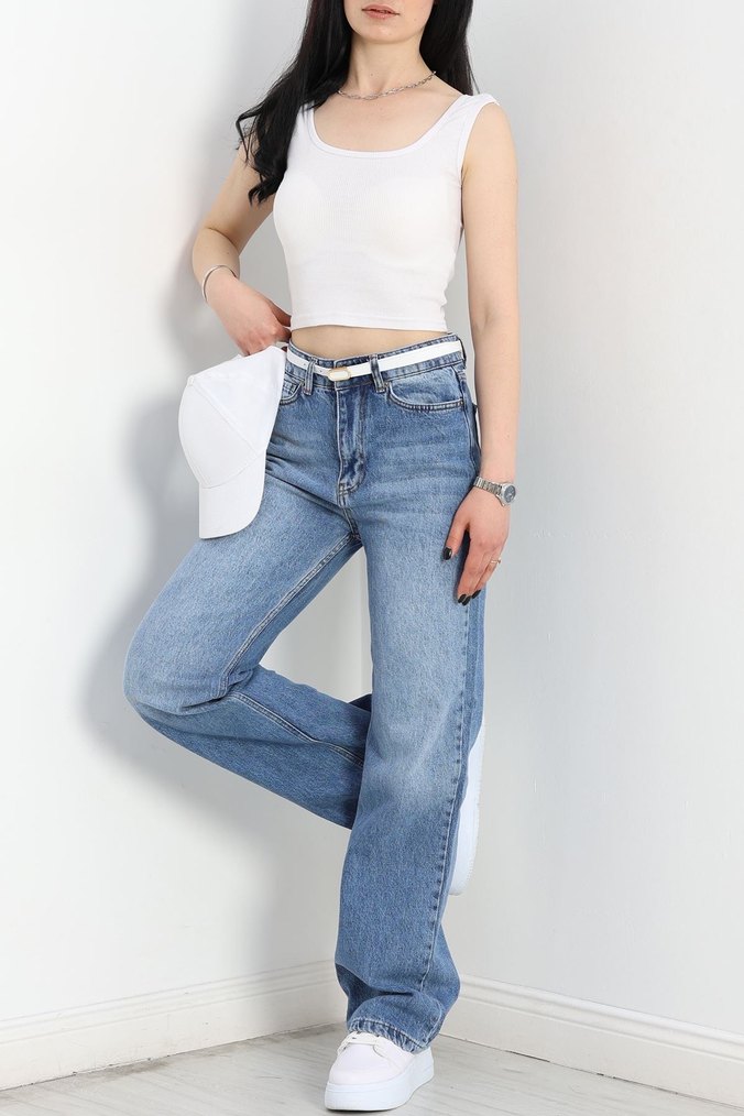 Kadın Mavi Kot Pantolon - Görsel 3