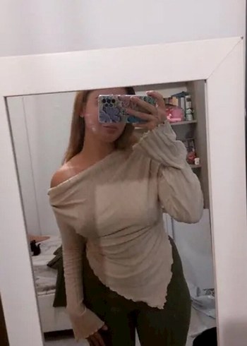 Krem Fitilli Madonna Triko Bluz - Görsel 7