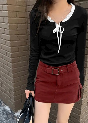 Dantelli V Yaka Bluz - Görsel 2