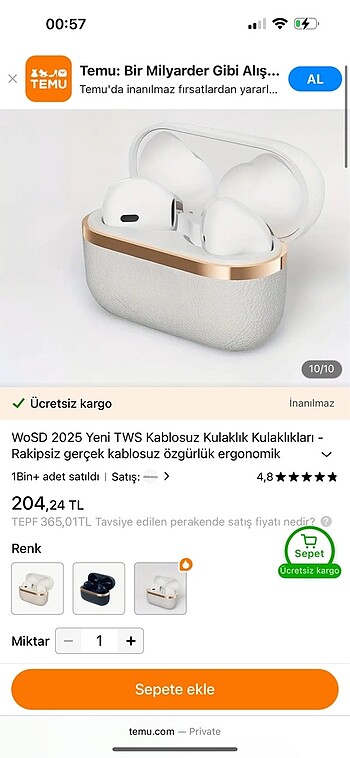 temu kulaklık
