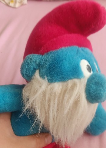 Beden Mavi ve Kırmızı Renkli Peluş şirin baba