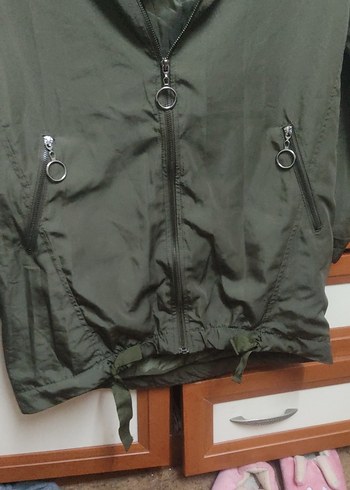 Kadın Haki Uzun Kollu Fermuarlı Ceket - Görsel 10