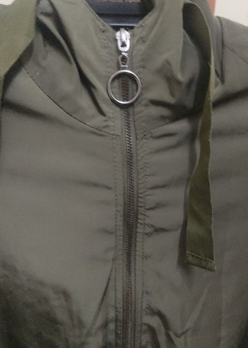 Kadın Haki Uzun Kollu Fermuarlı Ceket - Görsel 7