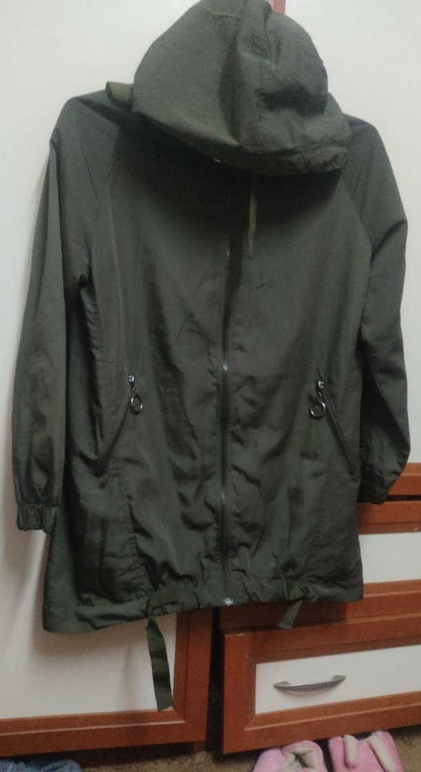 Kadın Haki Uzun Kollu Fermuarlı Ceket - Görsel 2