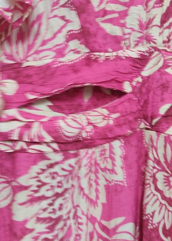 Pembe V Yaka Bohem Uzun Elbise - Görsel 4