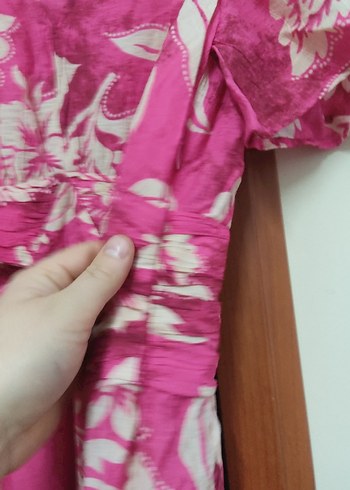 Pembe V Yaka Bohem Uzun Elbise - Görsel 6