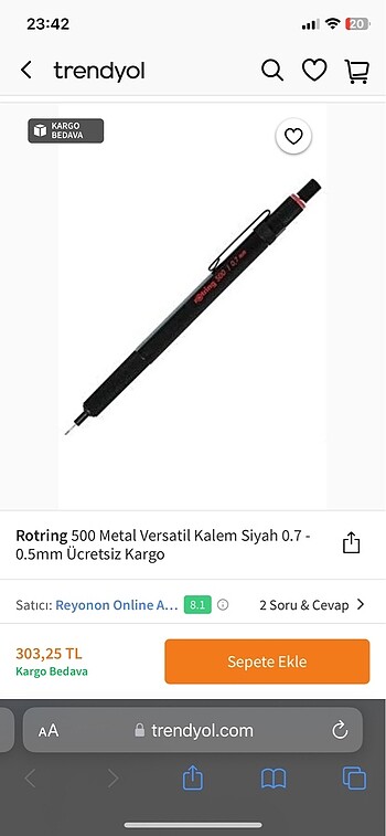  Beden Renk Rotring 500 0.7 Siyah Versatil Uçlu Kalem Metal