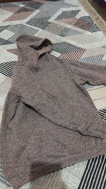 6 Yaş Beden camel Renk Unisex kapşonlu sweatshirt