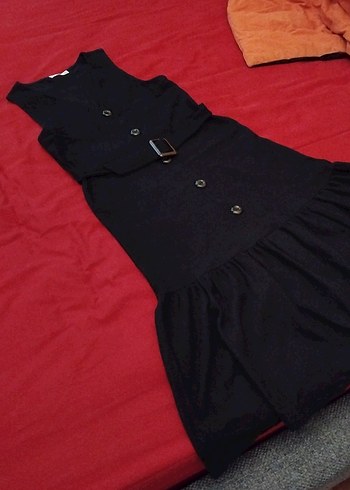 Mango Kemerli Siyah Kolsuz Kadın Elbise - Görsel 5