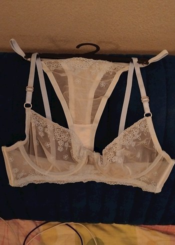 bebe mavisi Vintage Dantel İşlemeli Bohem Sütyen Takımı