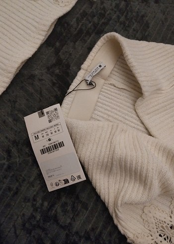 Zara Dantel Detaylı Bohem Triko Elbise Takımı - Görsel 5