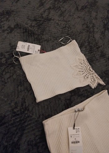 Zara Dantel Detaylı Bohem Triko Elbise Takımı - Görsel 4