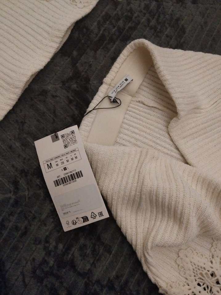 Zara Dantel Detaylı Bohem Triko Elbise Takımı - Görsel 5