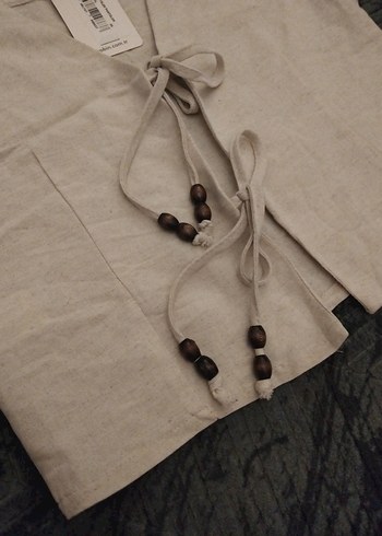 Keten Bej Kolsuz Kadın Yelek - Görsel 3