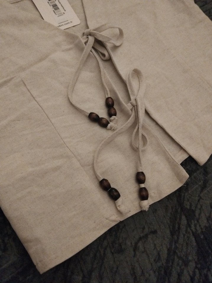 Keten Bej Kolsuz Kadın Yelek - Görsel 3