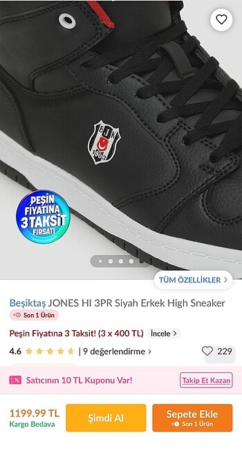 39 Beden siyah Renk Beşiktaş spor ayakkabı